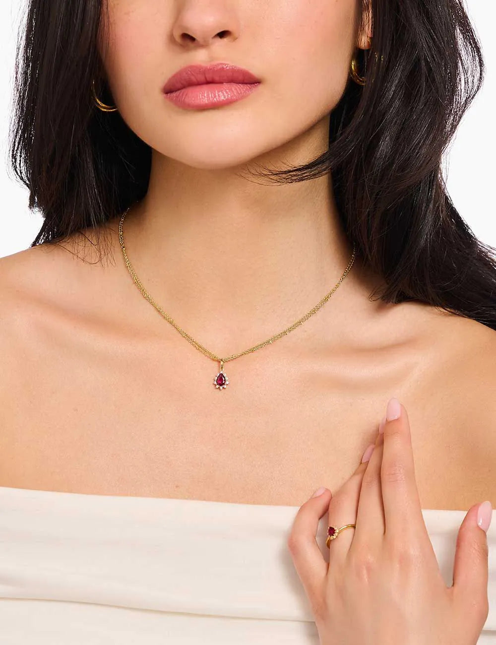 Thomas Sabo KE2294-995-10-L45V Gold-plated Necklace With Red Vintage Romance Pendant Ladies