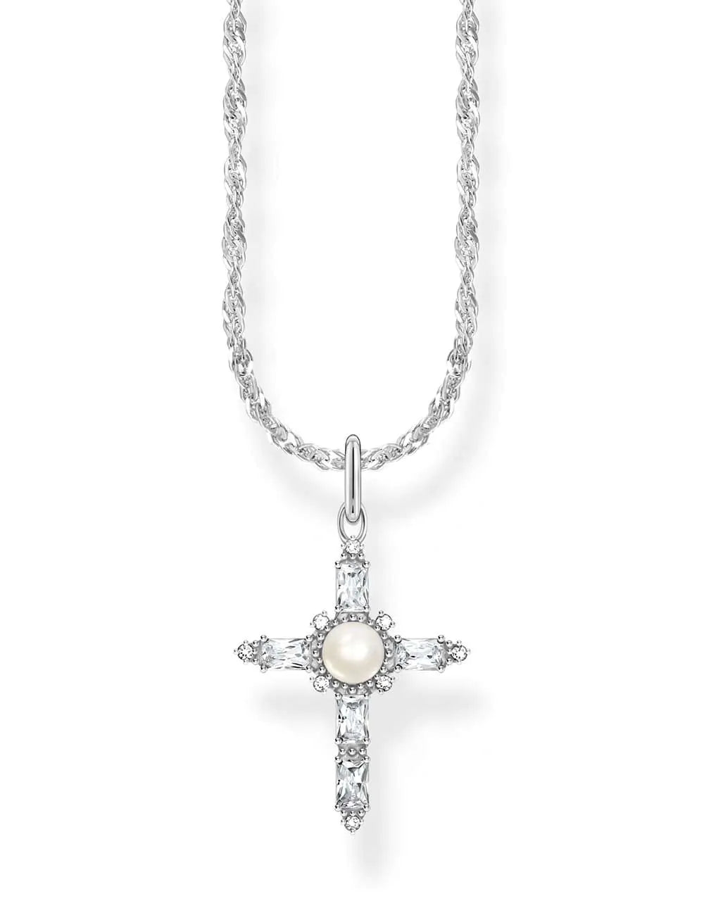 Thomas Sabo KE2296-167-14-L45V Silver Necklace With Cross Pendant Romance Ladies