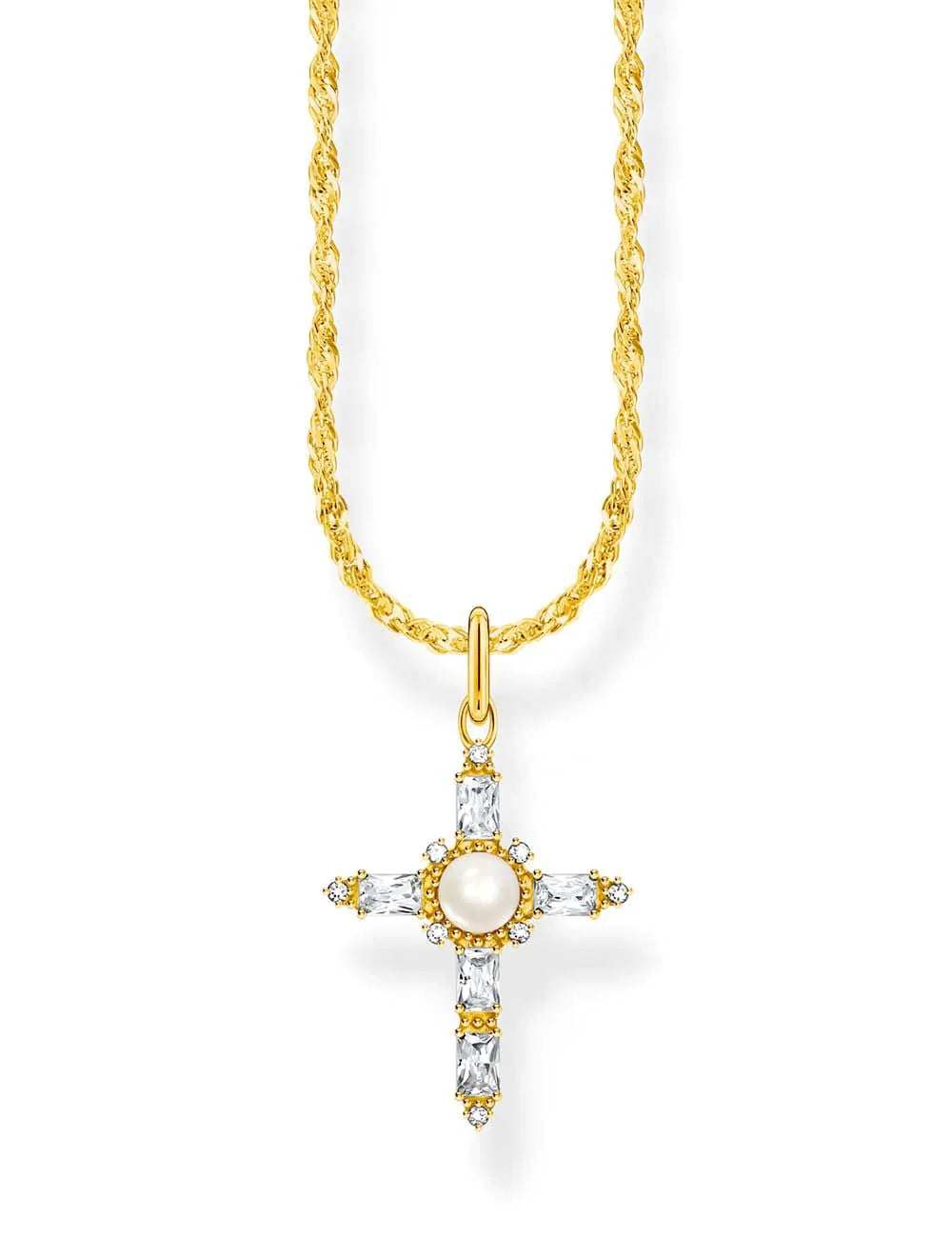 Thomas Sabo KE2296-445-14-L45V Gold-plated Necklace With Cross Pendant Romance Ladies