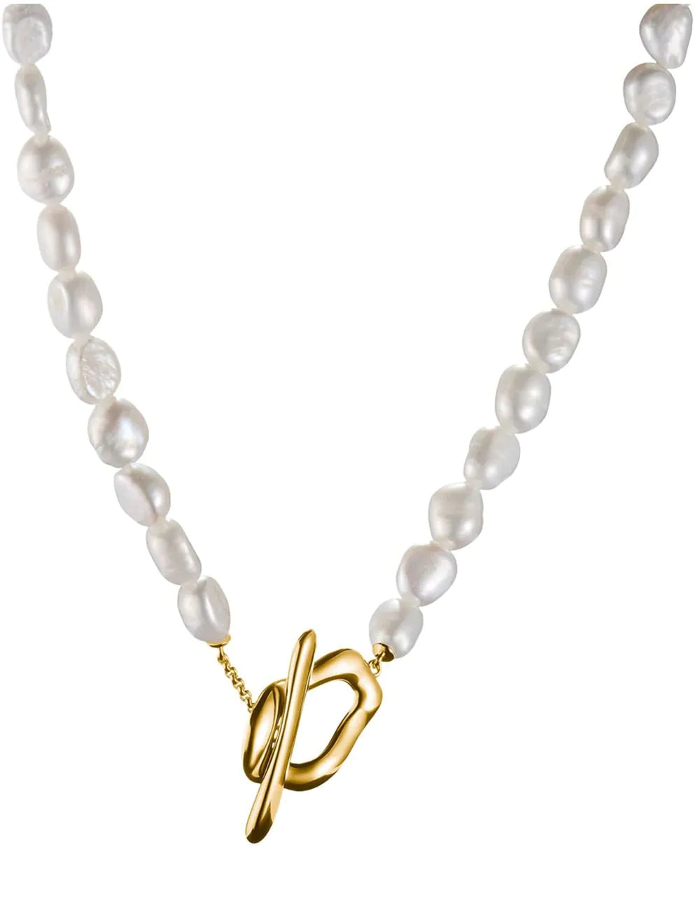 Thomas Sabo KE2320-430-14-L45 Pearl Necklace Natural Beauty Gold-Plated Ladies