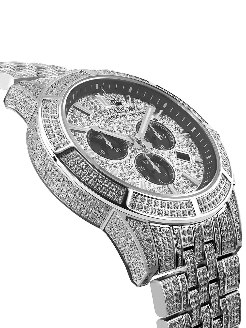 Louis XVI LXVI1122 Majeste Full Iced Chronograph Mens Watch 43mm 5ATM