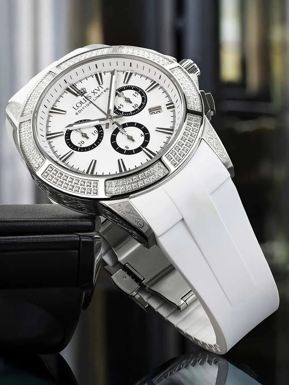Louis XVI LXVI1137 Mens Watch Majeste Iced Out Royale Chronograph 43mm 5ATM