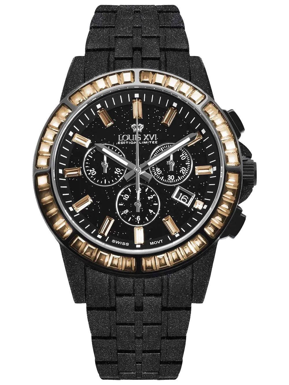 Louis XVI LXVI1183 Mens Watch Majeste Frosted Iced Out Chronograph 43mm 10ATM