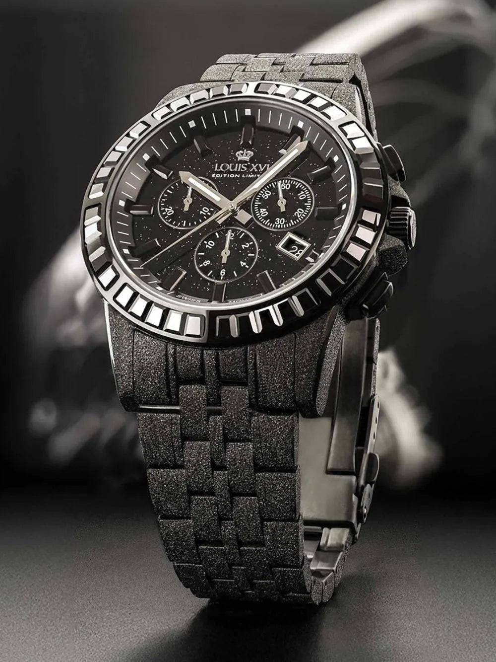 Louis XVI LXVI1184 Mens Watch Majeste Frosted Iced Out Chronograph 43mm 10ATM