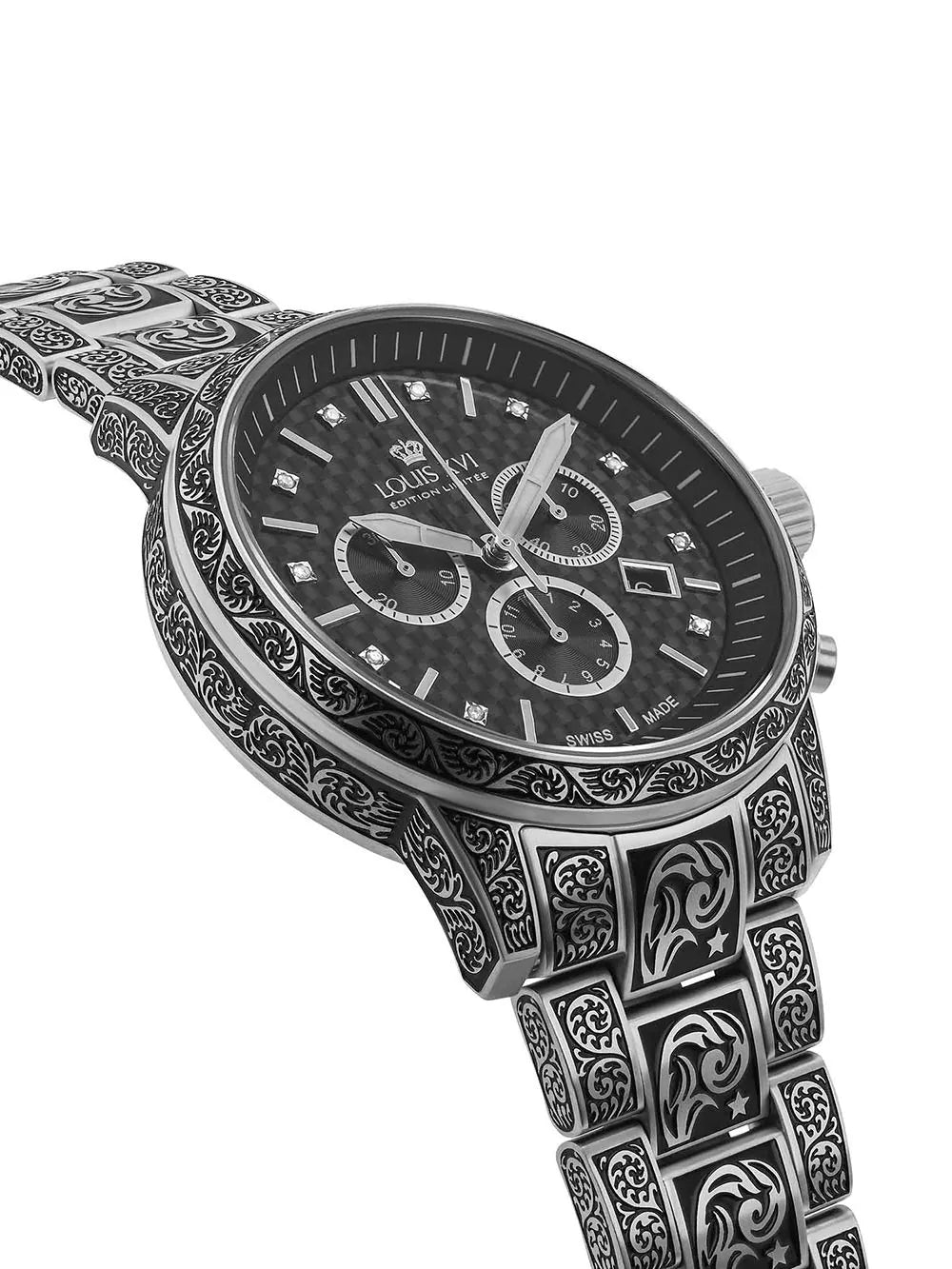 Louis XVI LXVI1721 Mens Watch Palais Royale Inked Diamond 43mm 10ATM