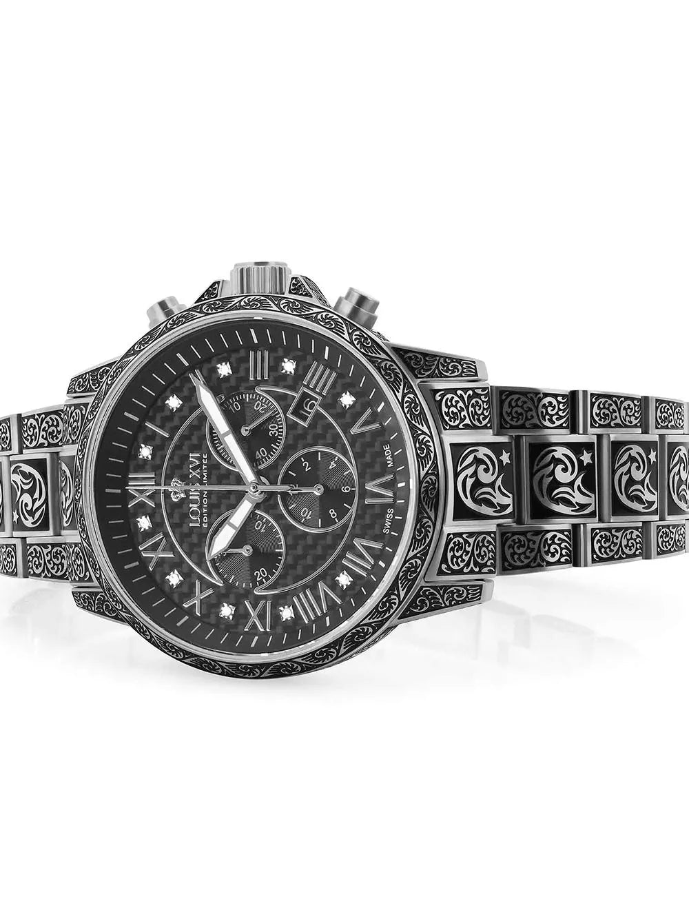 Louis XVI LXVI1722 Mens Watch Palais Royale Inked Diamond 43mm 10ATM