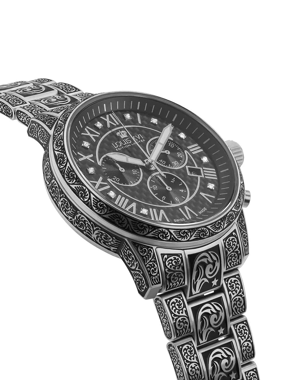 Louis XVI LXVI1722 Mens Watch Palais Royale Inked Diamond 43mm 10ATM