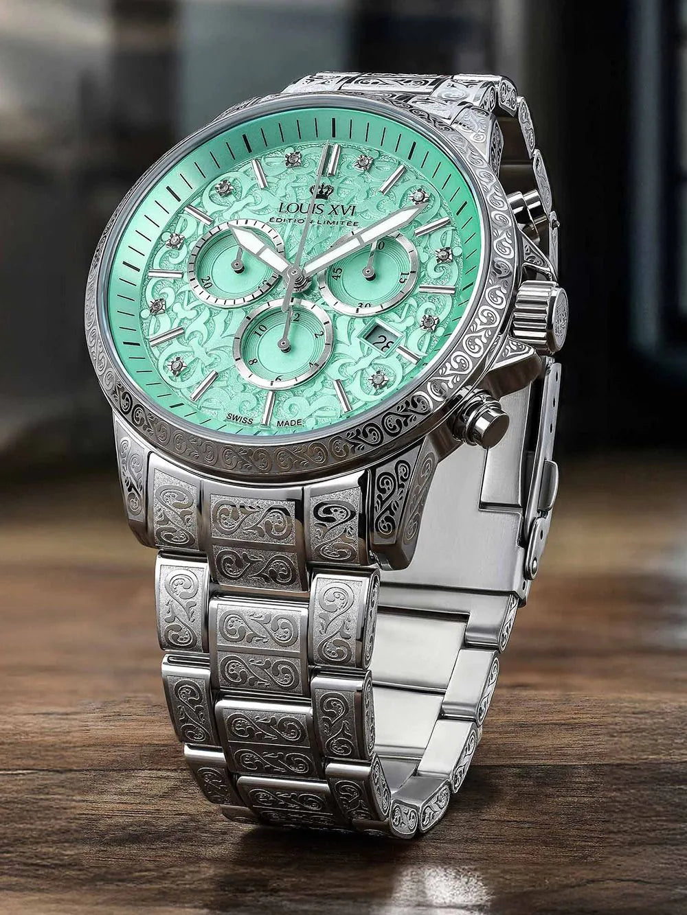 Louis XVI LXVI1825 Mens Watch Palais Royale 2.0 Diamond Chronograph 43mm 10ATM