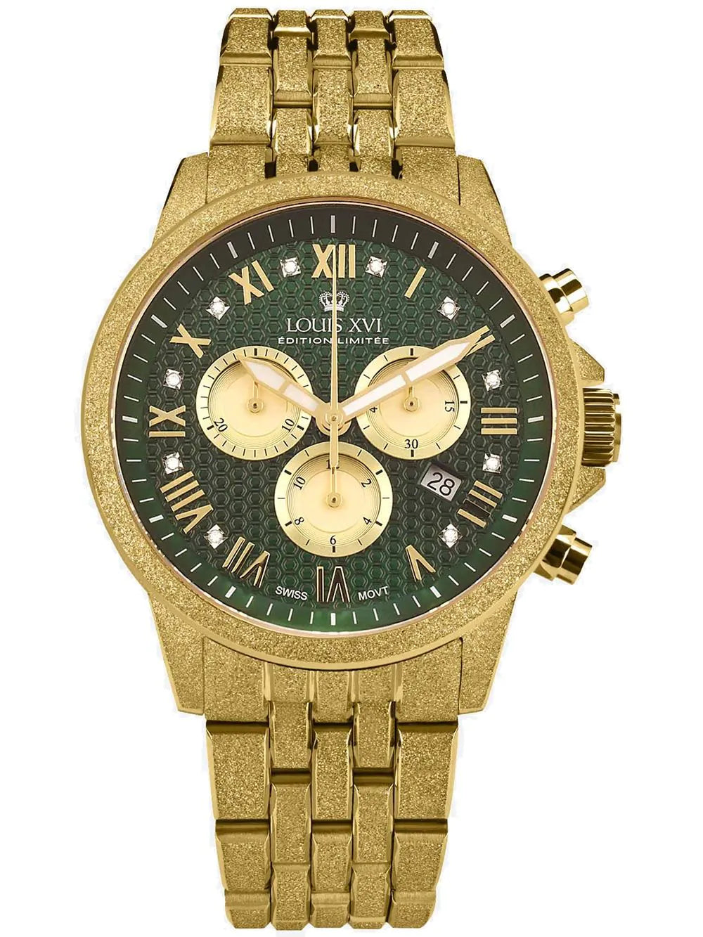 Louis XVI LXVI3601 Mens Watch Aramis Frosted 2.0 Diamond Chronograph 43mm 5ATM