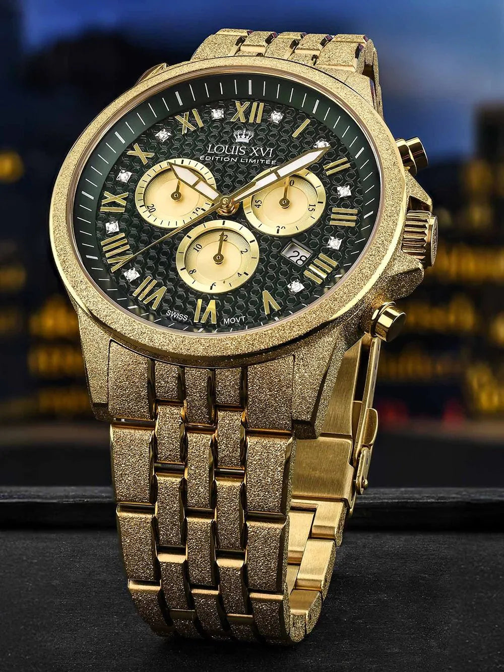 Louis XVI LXVI3601 Mens Watch Aramis Frosted 2.0 Diamond Chronograph 43mm 5ATM