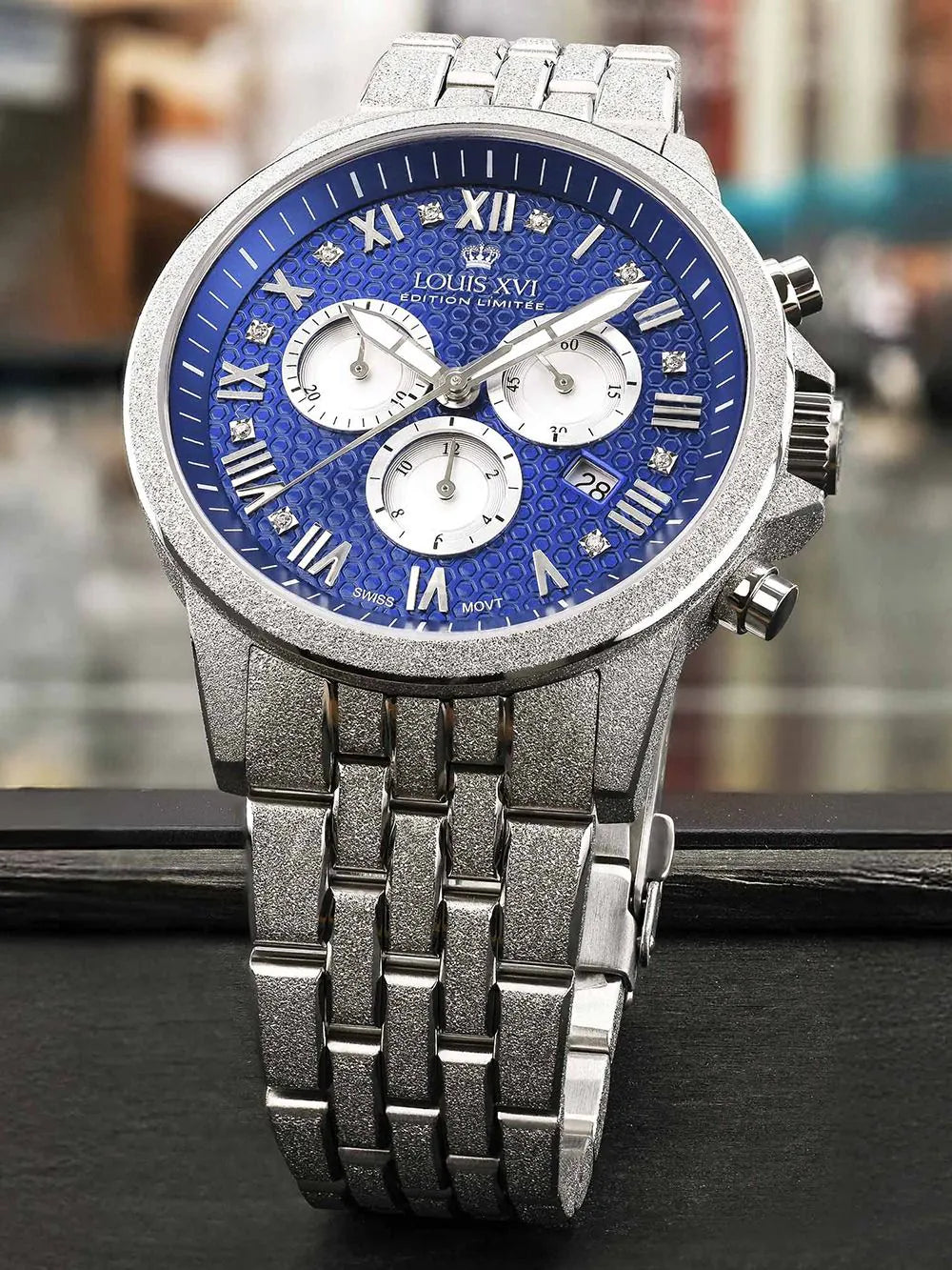 Louis XVI LXVI3623 Mens Watch Aramis Frosted 2.0 Diamond Chronograph 43mm 5ATM