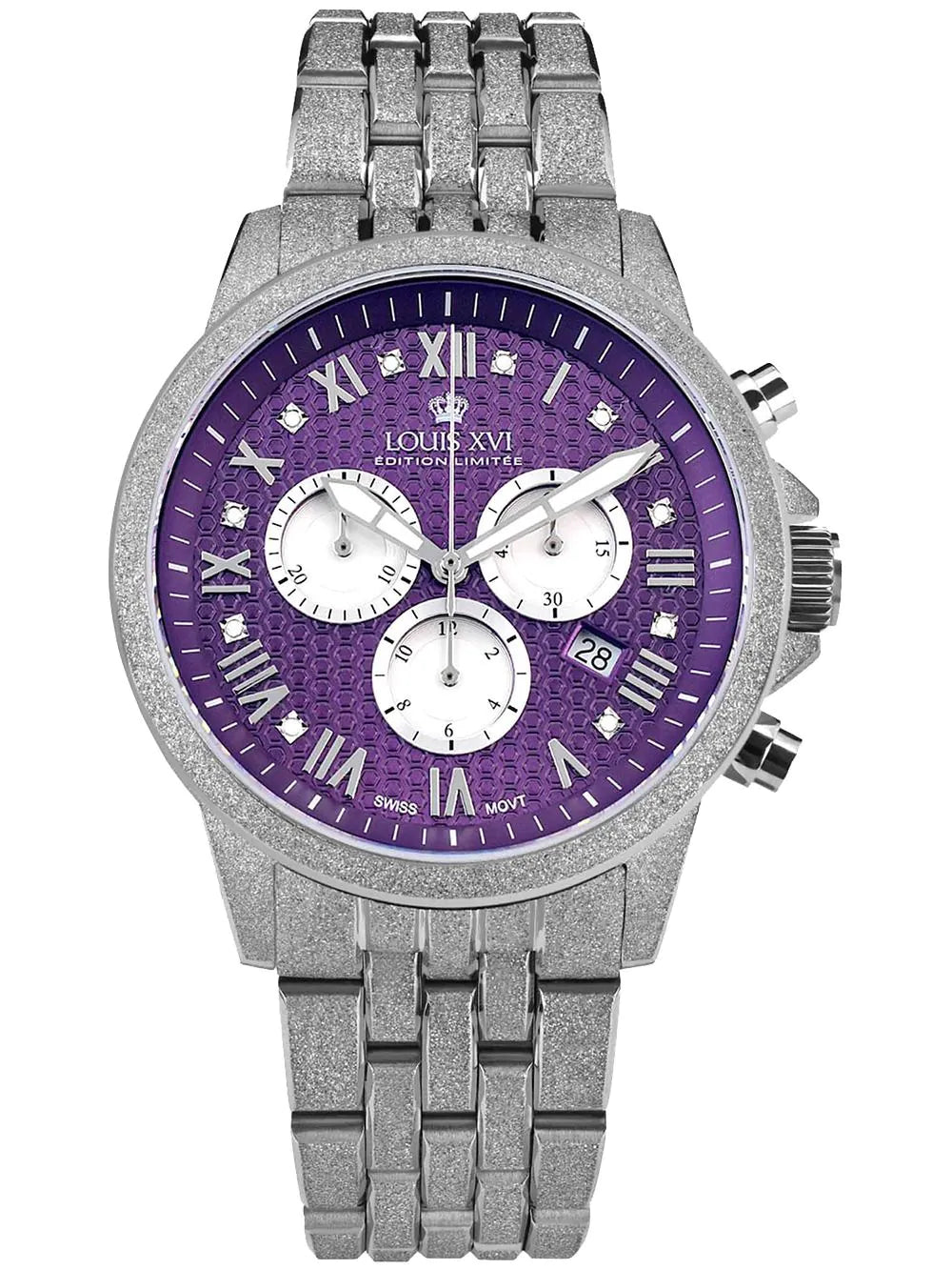 Louis XVI LXVI3624 Mens Watch Aramis Frosted 2.0 Diamond Chronograph 43mm 5ATM