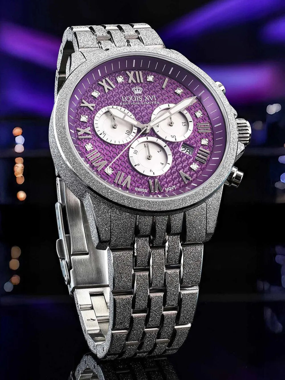 Louis XVI LXVI3624 Mens Watch Aramis Frosted 2.0 Diamond Chronograph 43mm 5ATM