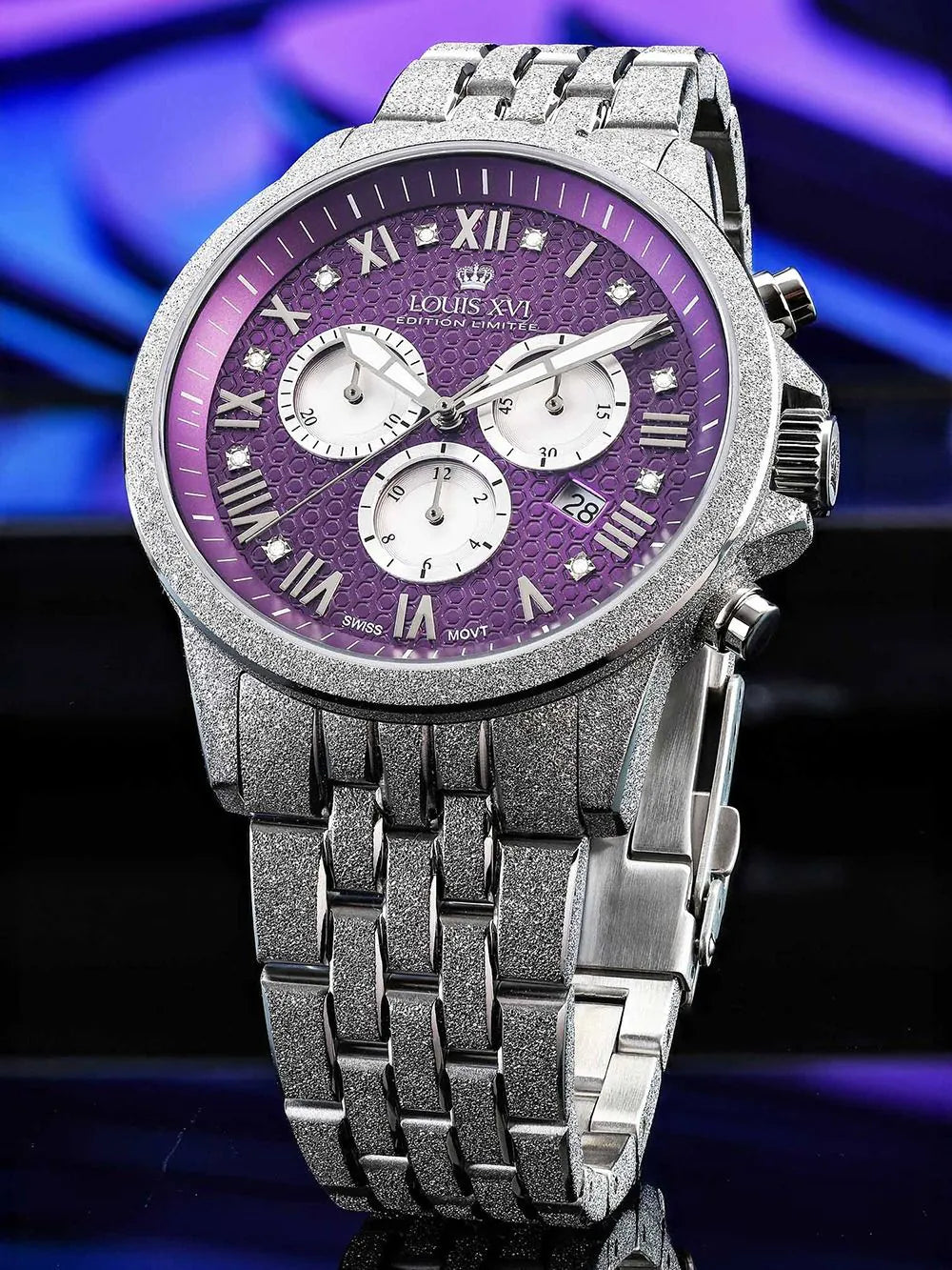 Louis XVI LXVI3624 Mens Watch Aramis Frosted 2.0 Diamond Chronograph 43mm 5ATM