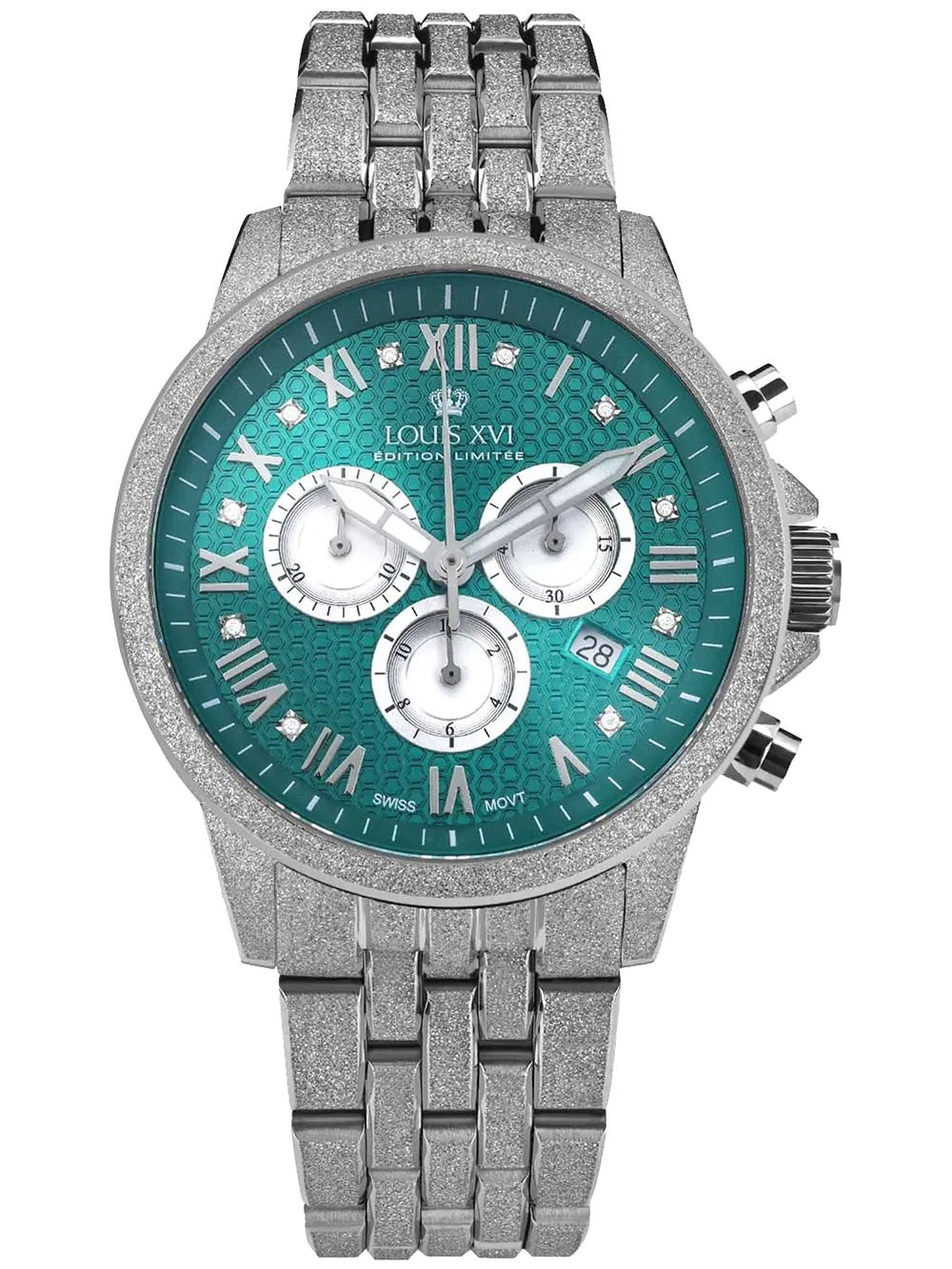 Louis XVI LXVI3625 Mens Watch Aramis Frosted 2.0 Diamond Chronograph 43mm 5ATM