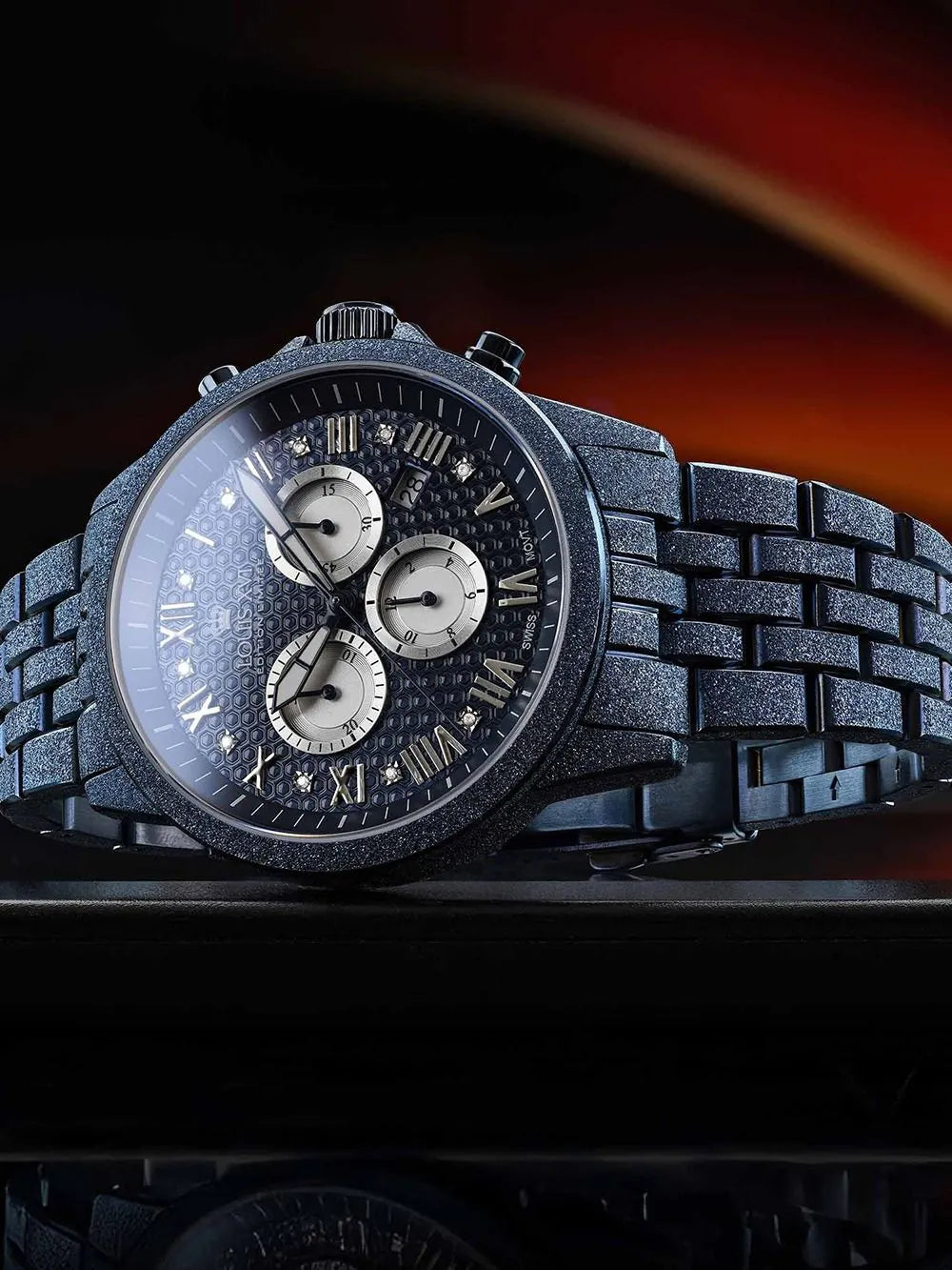 Louis XVI LXVI3680 Mens Watch Aramis Frosted 2.0 Diamond Chronograph 43mm 5ATM