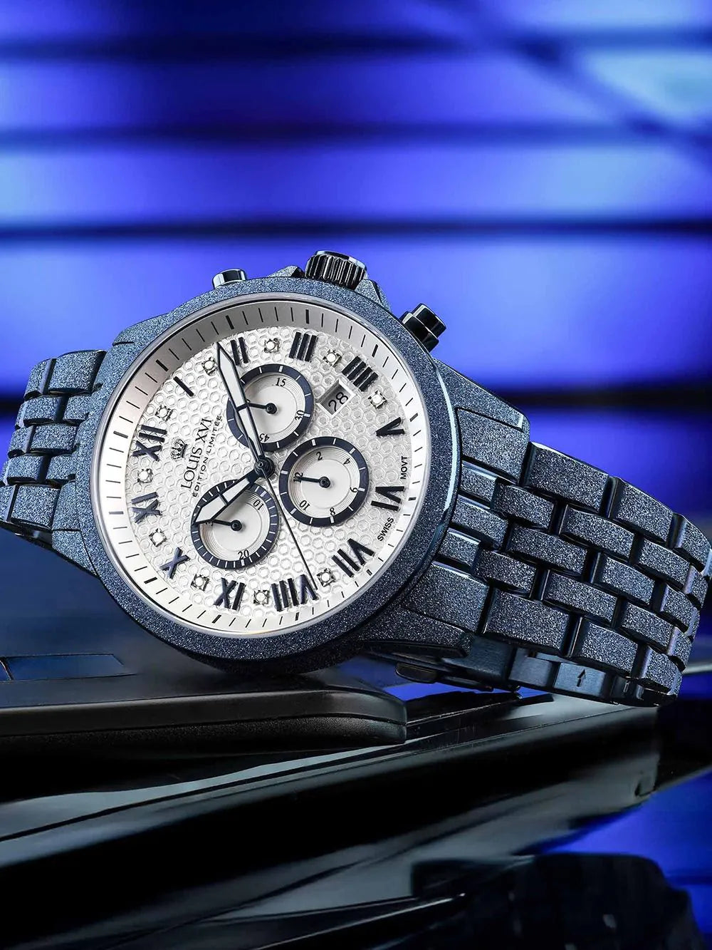 Louis XVI LXVI3681 Mens Watch Aramis Frosted 2.0 Diamond Chronograph 43mm 5ATM