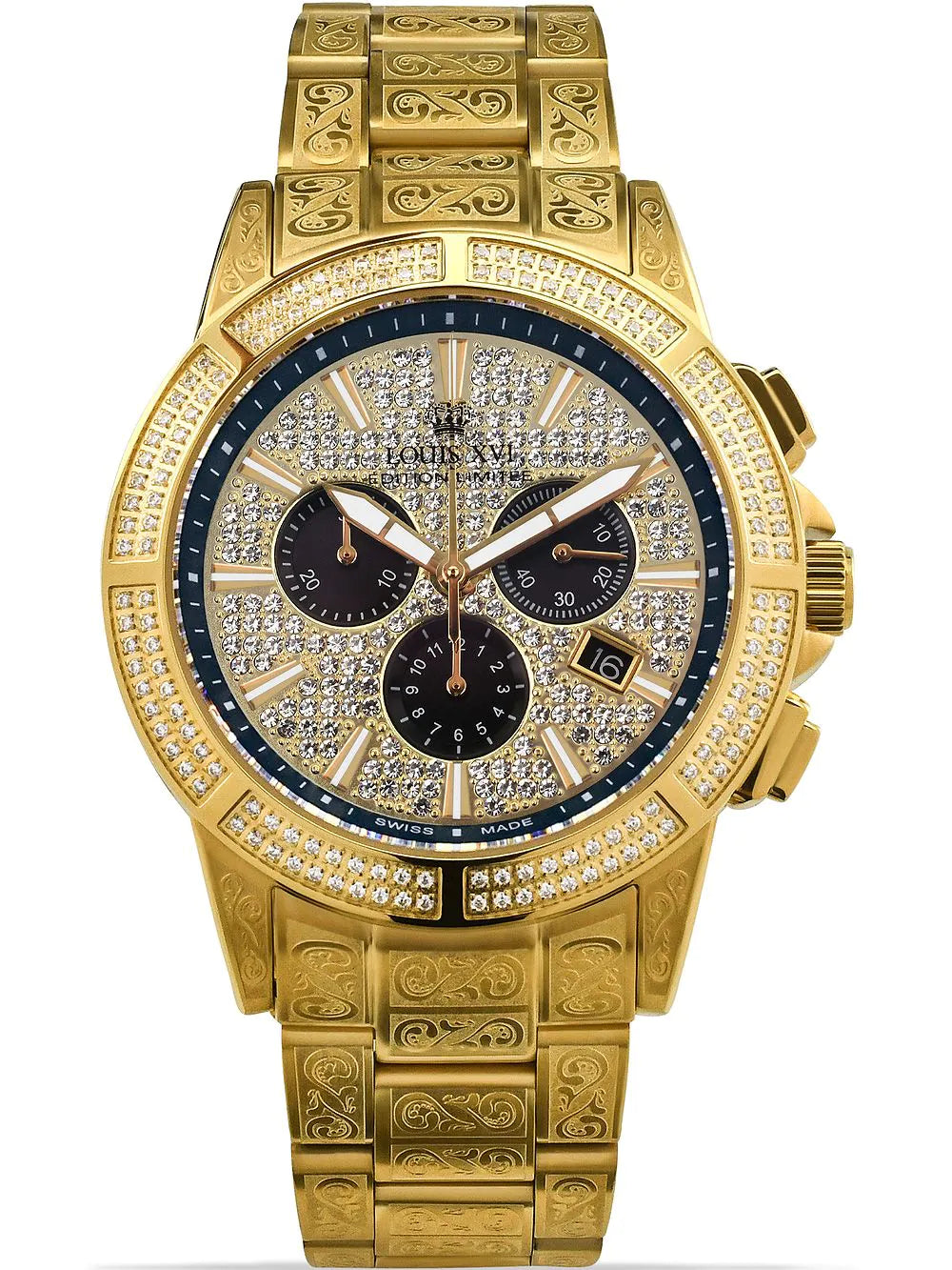 Louis XVI LXVI1126 Majeste Iced Out Chronograph Mens Watch