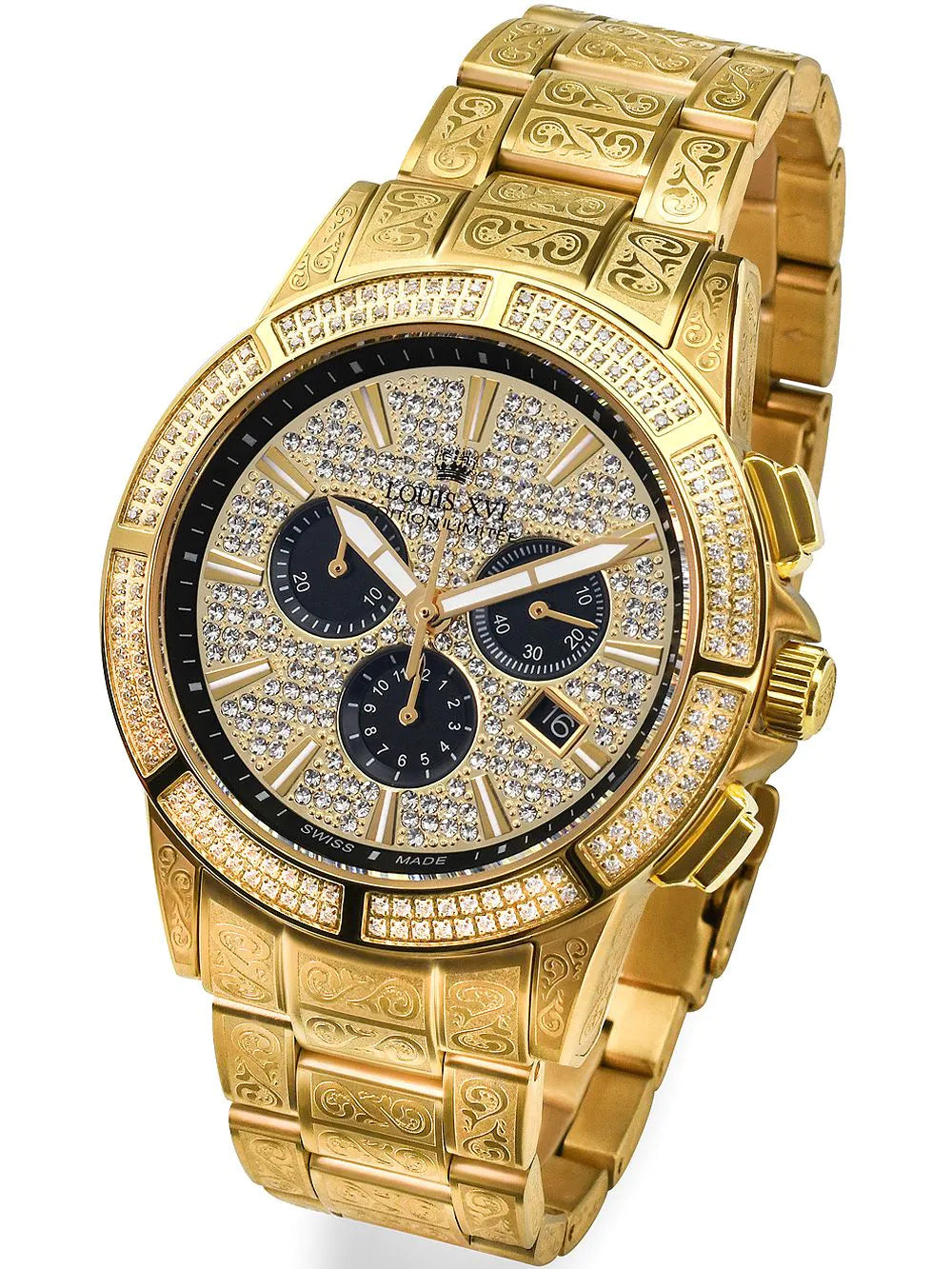 Louis XVI LXVI1126 Majeste Iced Out Chronograph Mens Watch