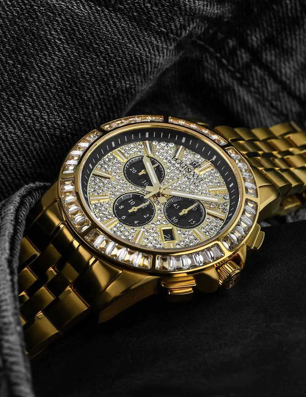 Louis XVI XLXVI1130 Mens Watch Majesté Iced Out Baguette Chronograph 43mm 5ATM