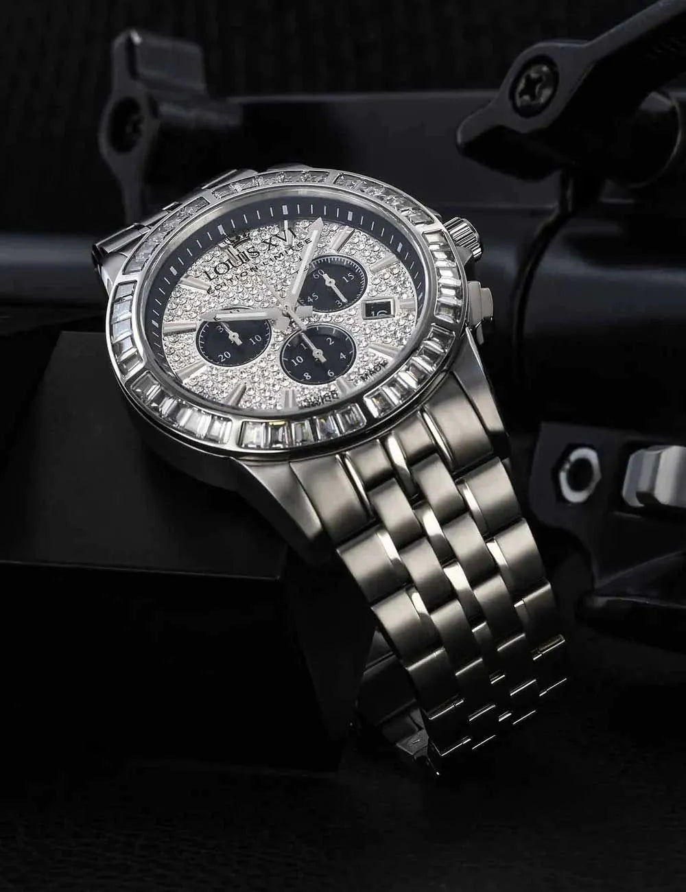Louis XVI LXVI1131 Mens Watch Majesté Iced Out Baguette 43mm 5ATM