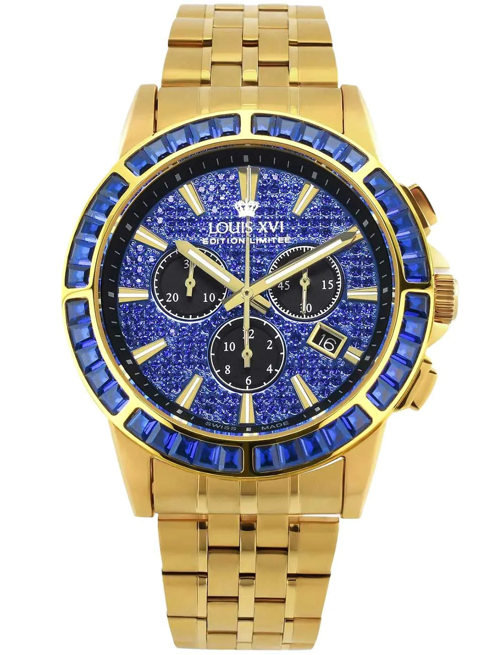 Louis XVI XLXVI1132 Mens Watch Majesté Iced Out Baguette Chronograph 43mm 5ATM
