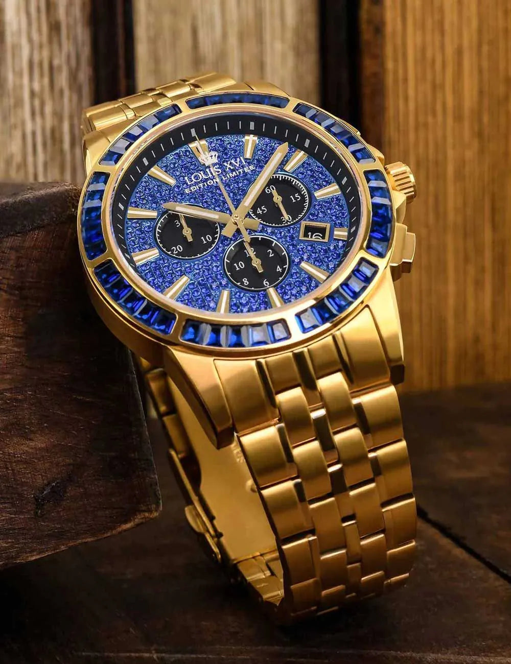 Louis XVI XLXVI1132 Mens Watch Majesté Iced Out Baguette Chronograph 43mm 5ATM