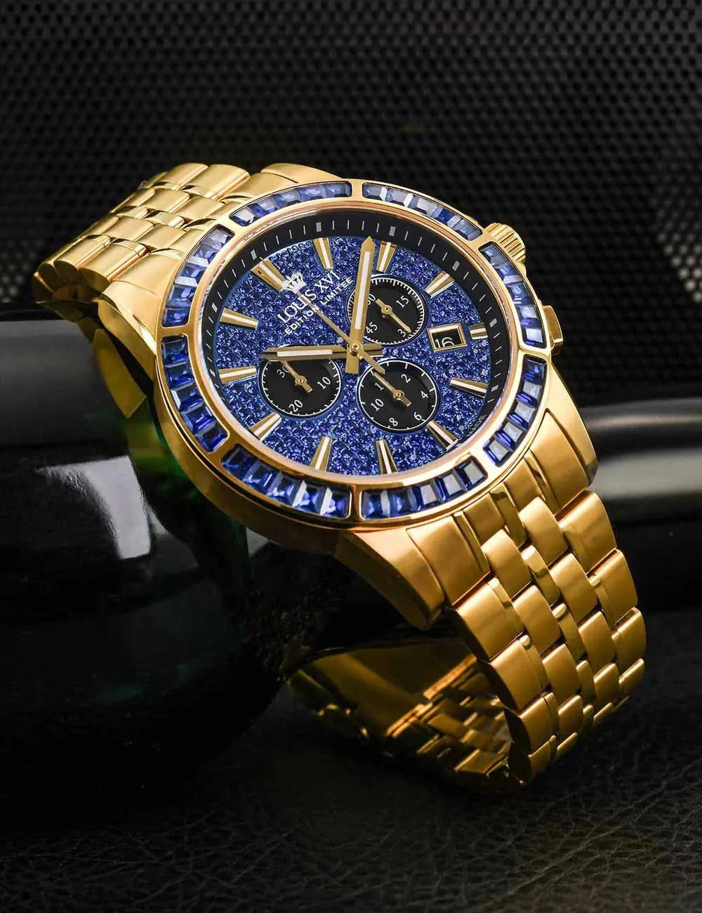 Louis XVI XLXVI1132 Mens Watch Majesté Iced Out Baguette Chronograph 43mm 5ATM