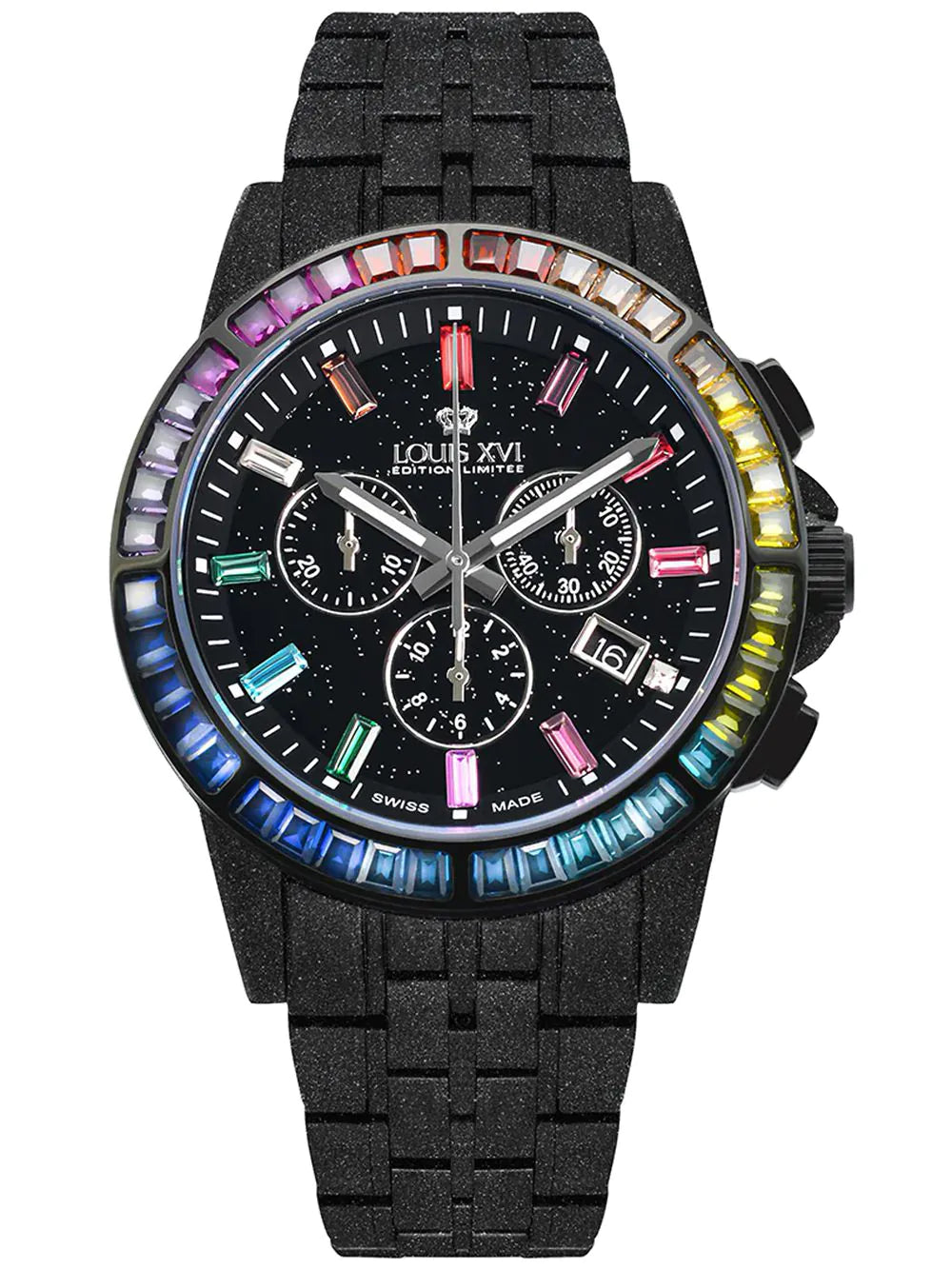 Louis XVI LXVI1129 Mens Watch Majeste Frosted Iced Out Chronograph 43mm 5ATM