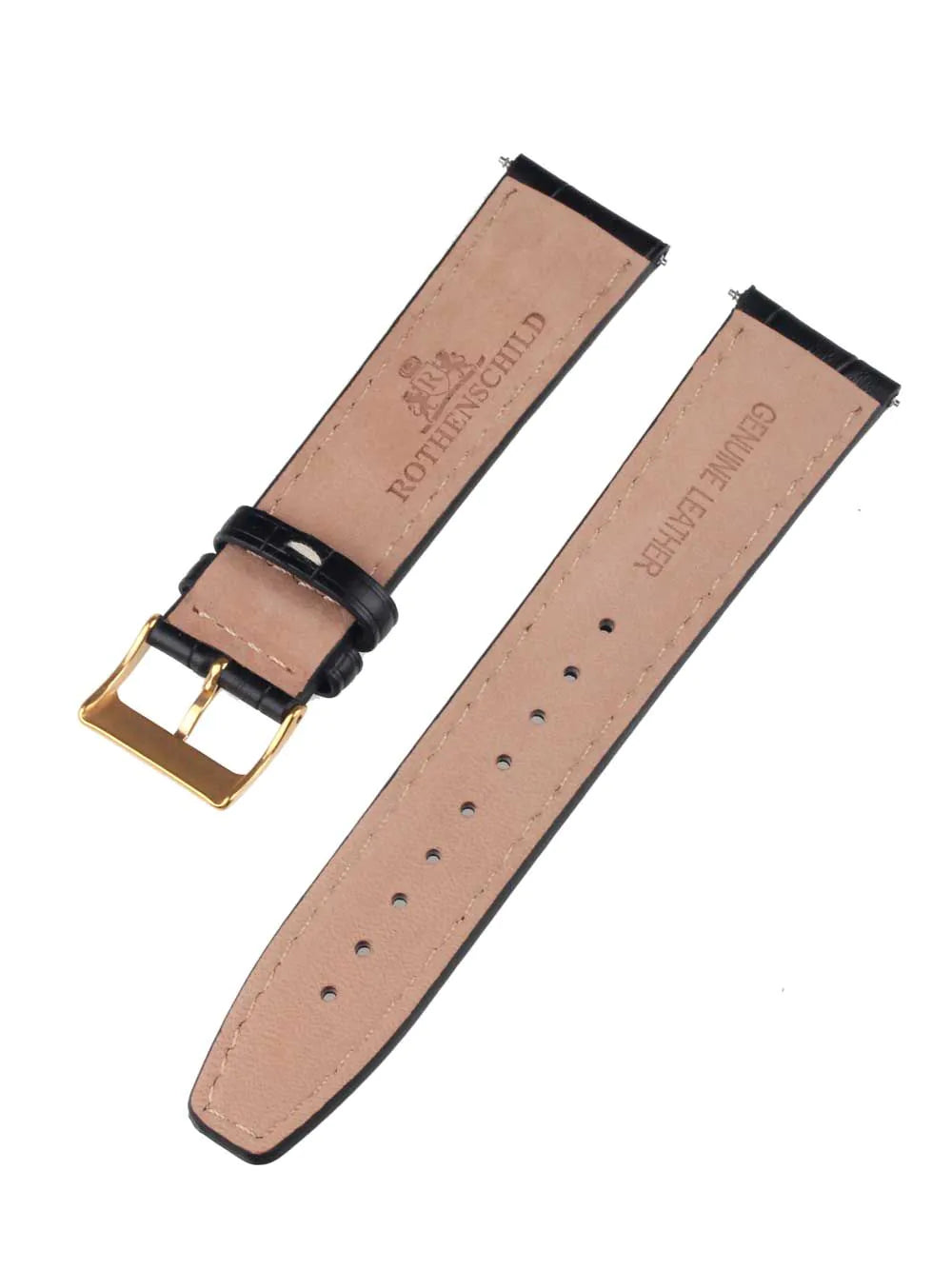 Rothenschild mid-17757 Universal Strap 22mm Black, Gold buckle