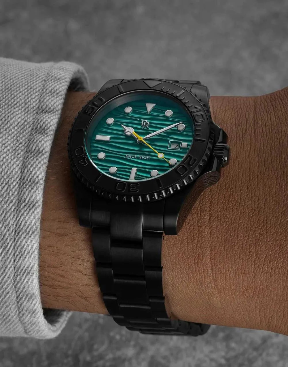 Paul Rich PR-46712 Mens Watch Crystal Bay Midnight Reef Black Green 40mm 5ATM