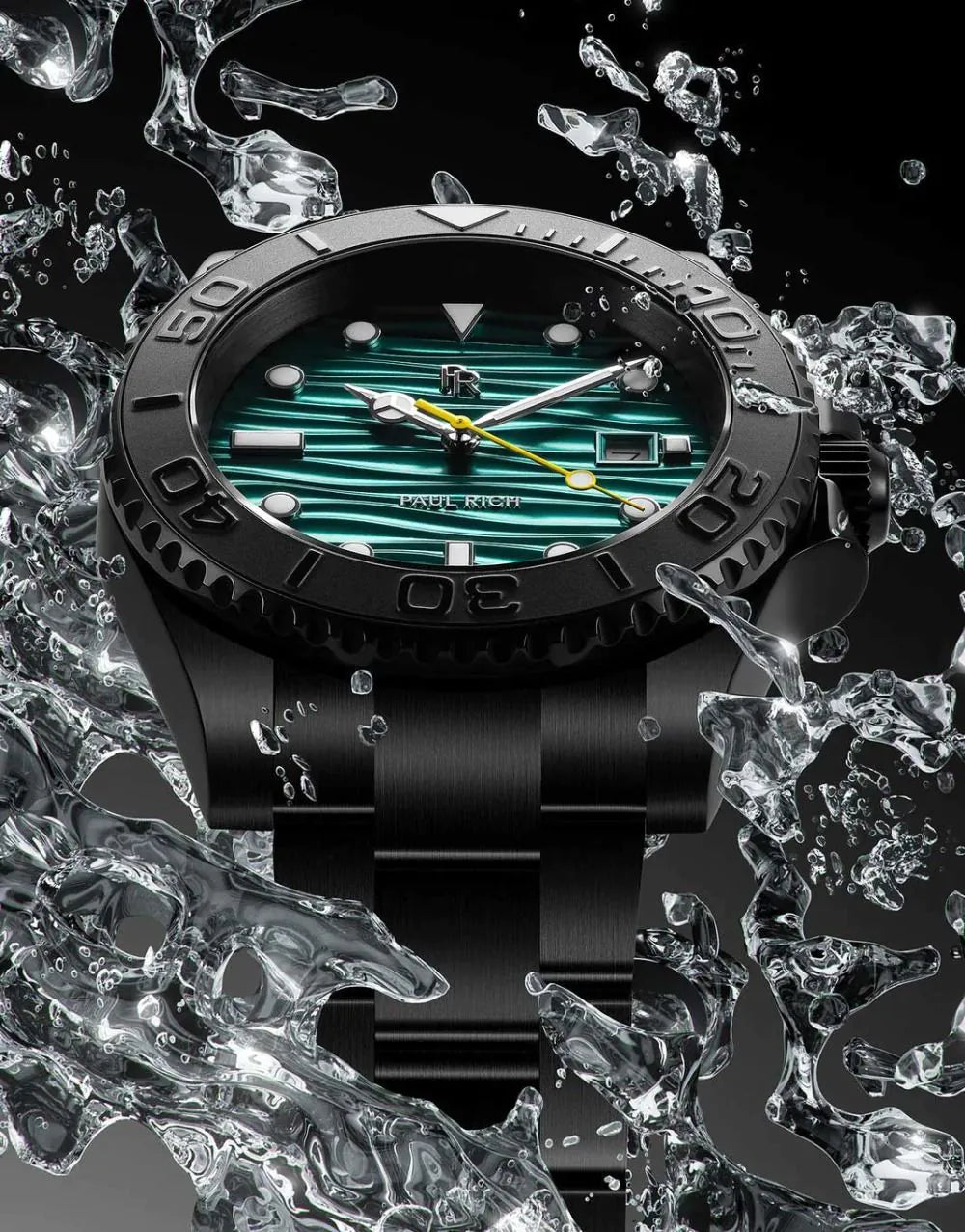 Paul Rich PR-46712 Mens Watch Crystal Bay Midnight Reef Black Green 40mm 5ATM