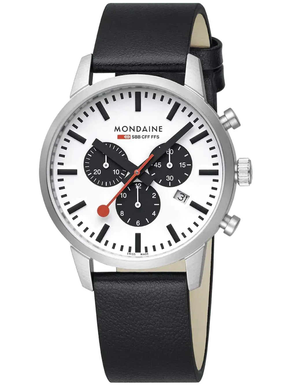 Mondaine MSD.41410.LBV Mens Watch SBB Neo Chronograph 41mm 5ATM