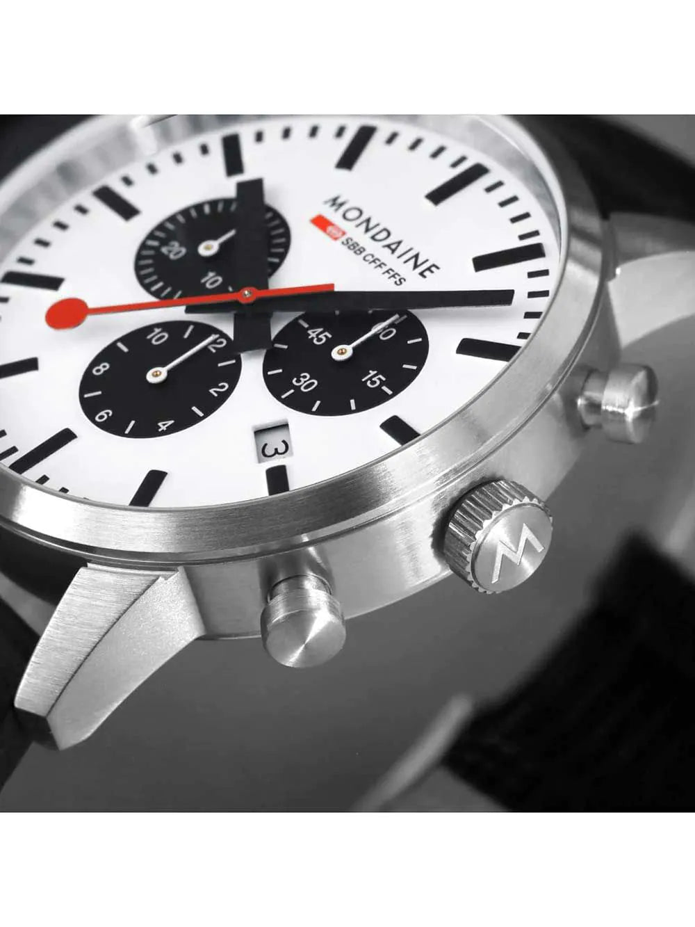 Mondaine MSD.41410.LBV Mens Watch SBB Neo Chronograph 41mm 5ATM