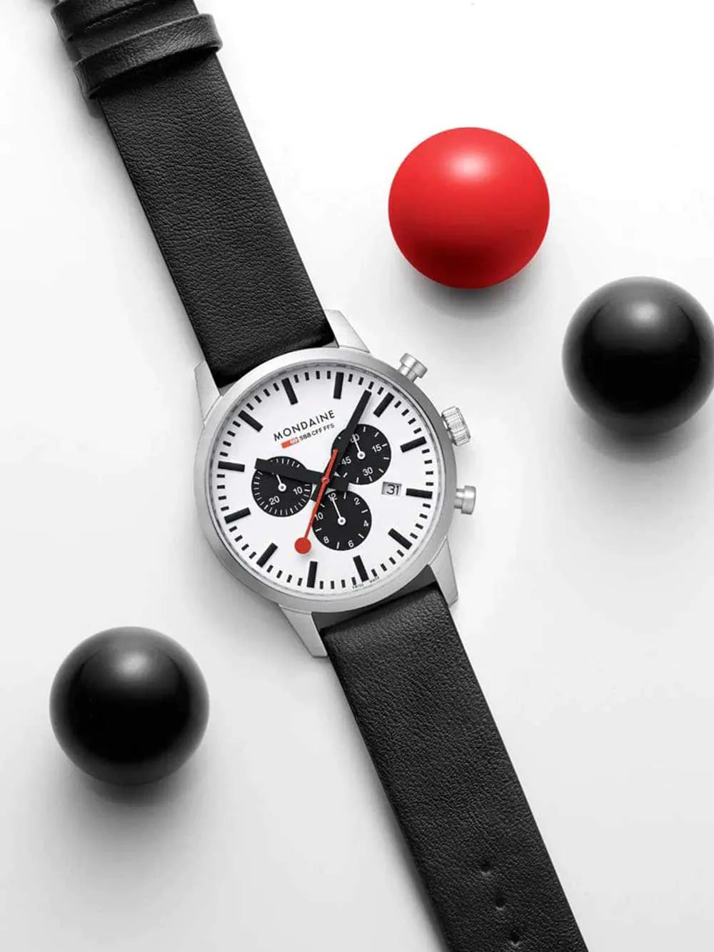 Mondaine MSD.41410.LBV Mens Watch SBB Neo Chronograph 41mm 5ATM