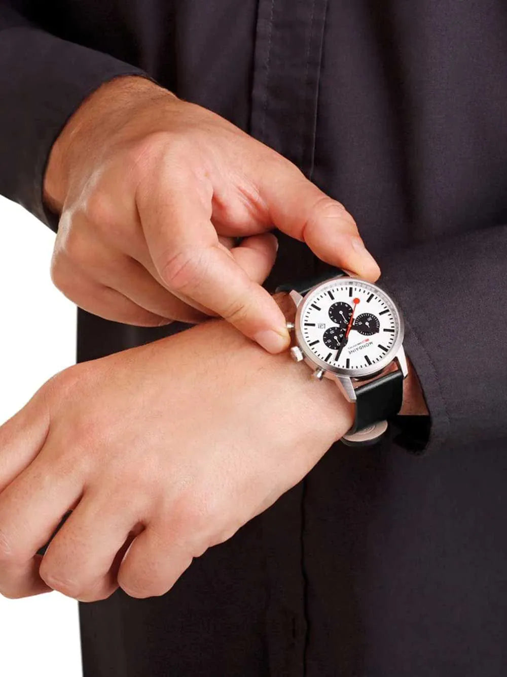 Mondaine MSD.41410.LBV Mens Watch SBB Neo Chronograph 41mm 5ATM