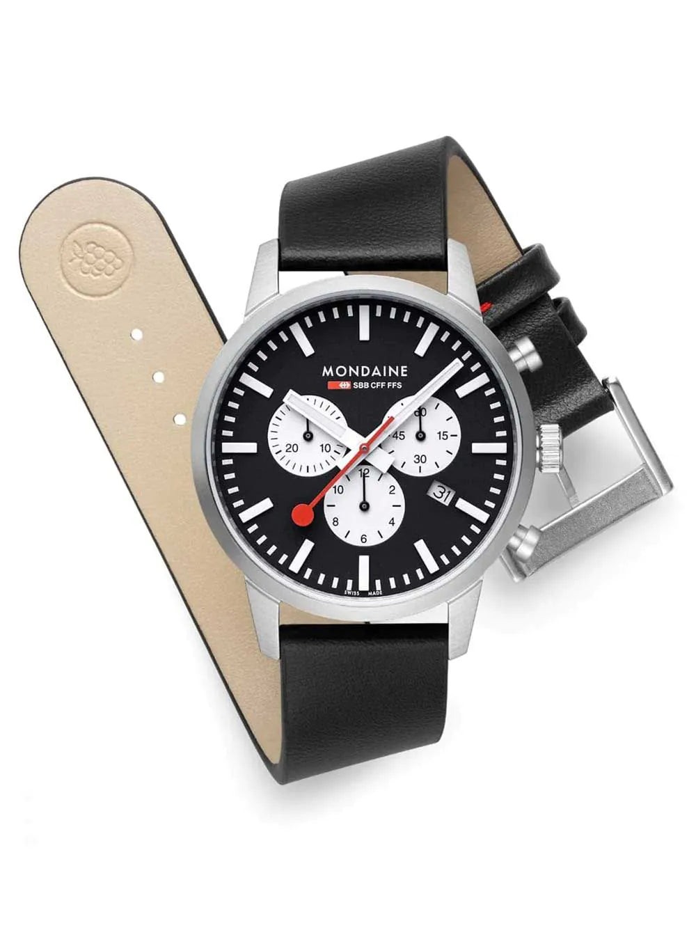 Mondaine MSD.41420.LBV Mens Watch SBB Neo Chronograph 41mm 5ATM