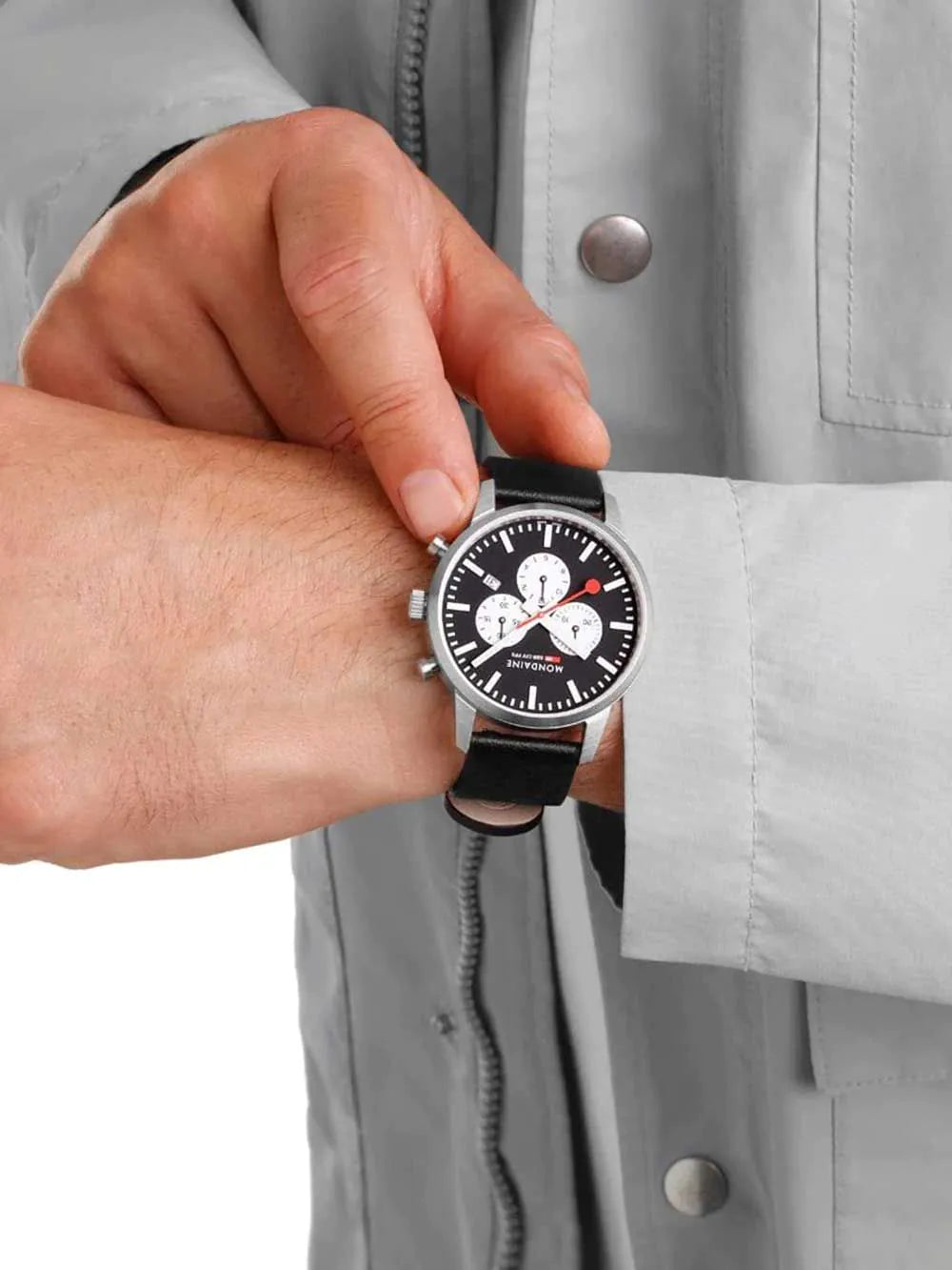 Mondaine MSD.41420.LBV Mens Watch SBB Neo Chronograph 41mm 5ATM