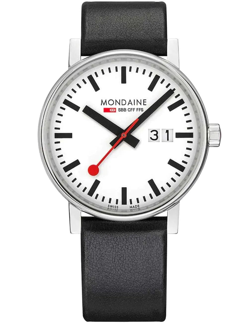 Mondaine MSE.40210.LBV Mens Watch evo2 SBB Big-Date 40mm 3ATM