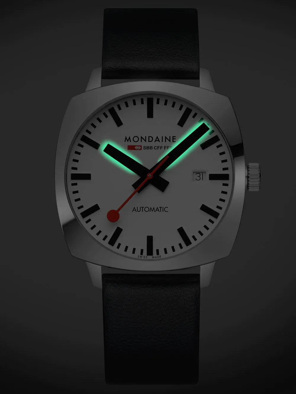 Mondaine MSL.3961B.LBV Mens Watch Cushion Automatic 39mm 10ATM