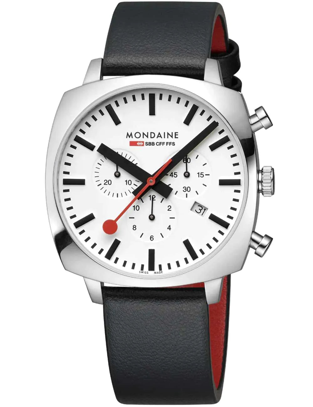 Mondaine MSL.41410.LBV.SET Mens Watch GrAnd Cushion Set Chronograph 41mm 5ATM