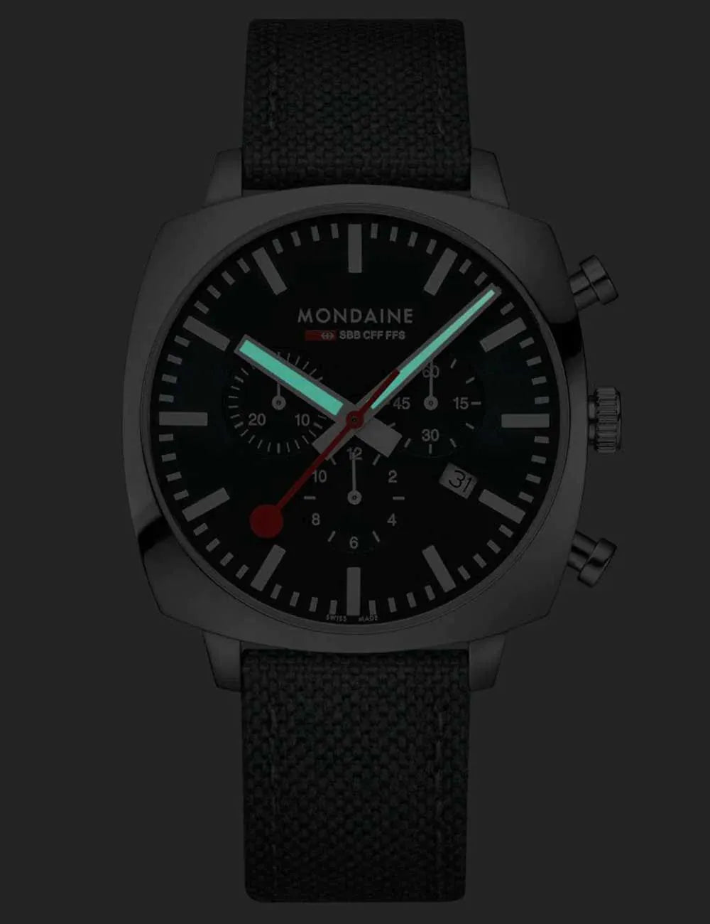 Mondaine MSL.41460.LF.SET Mens Watch GrAnd Cushion Set Chronograph 41mm 5ATM