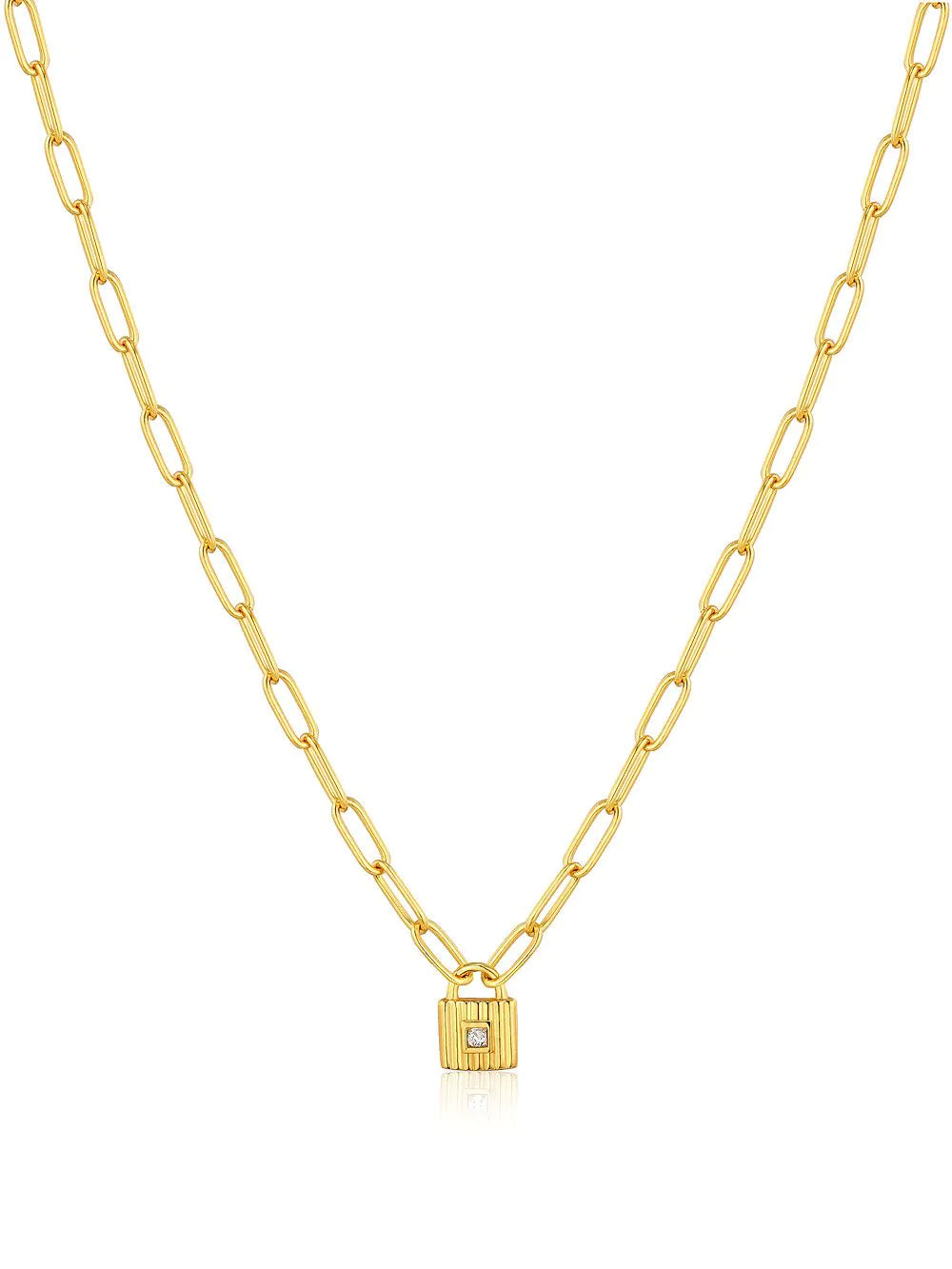 ANIA HAIE N032-01G Underlock & Key Ladies Necklace, adjustable