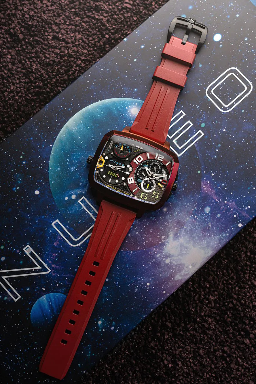 Nubeo NB-6084-02 Mens Watch Odyssey Triple Time-Zone Limited 58mm 5ATM