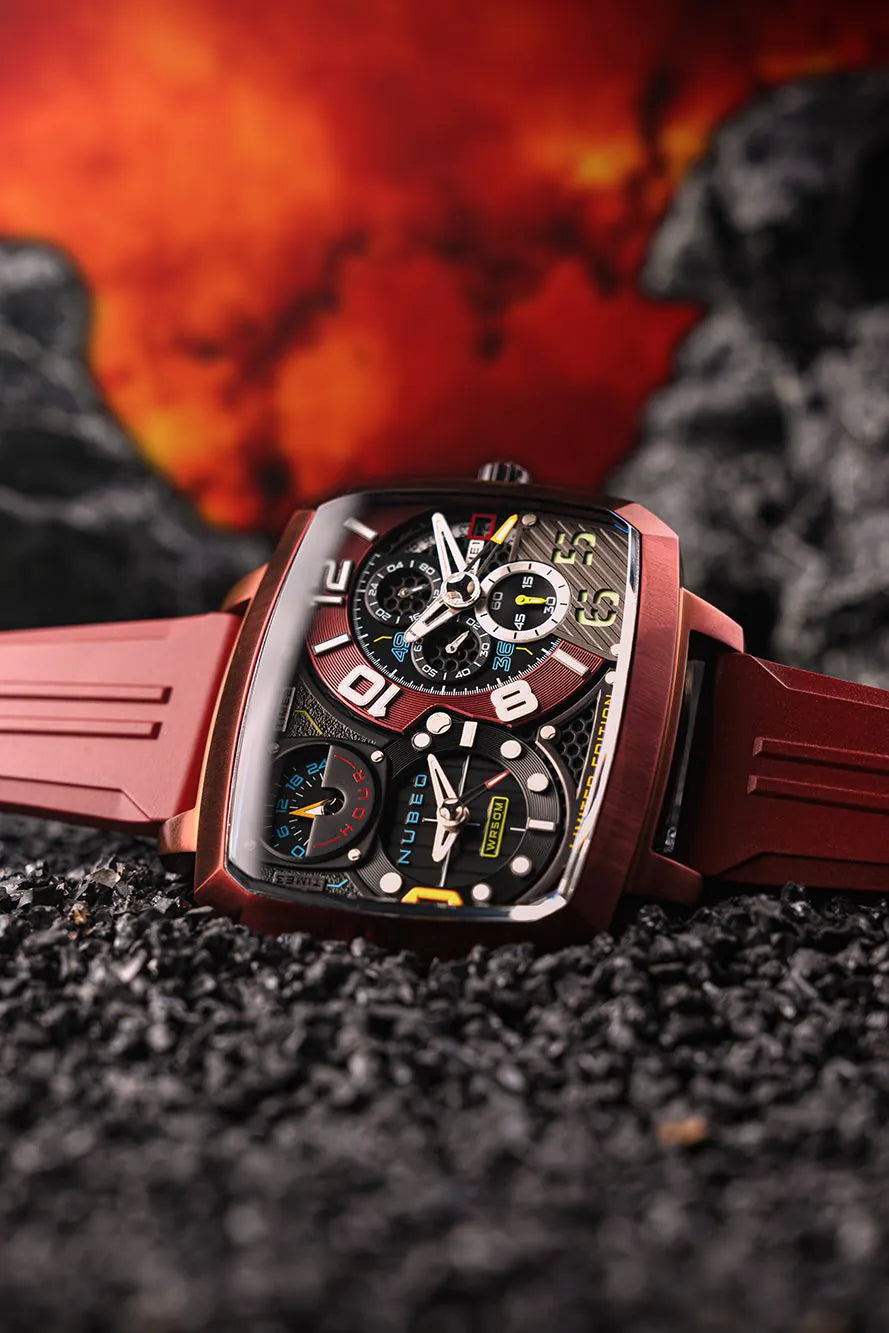 Nubeo NB-6084-02 Mens Watch Odyssey Triple Time-Zone Limited 58mm 5ATM