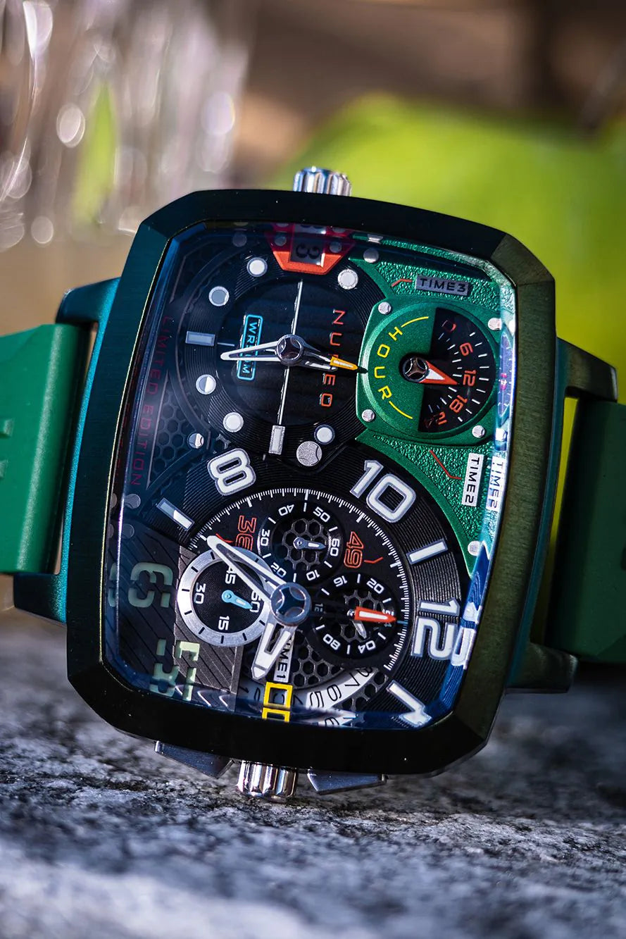 Nubeo NB-6084-03 Mens Watch Odyssey Triple Time-Zone Limited 58mm 5ATM