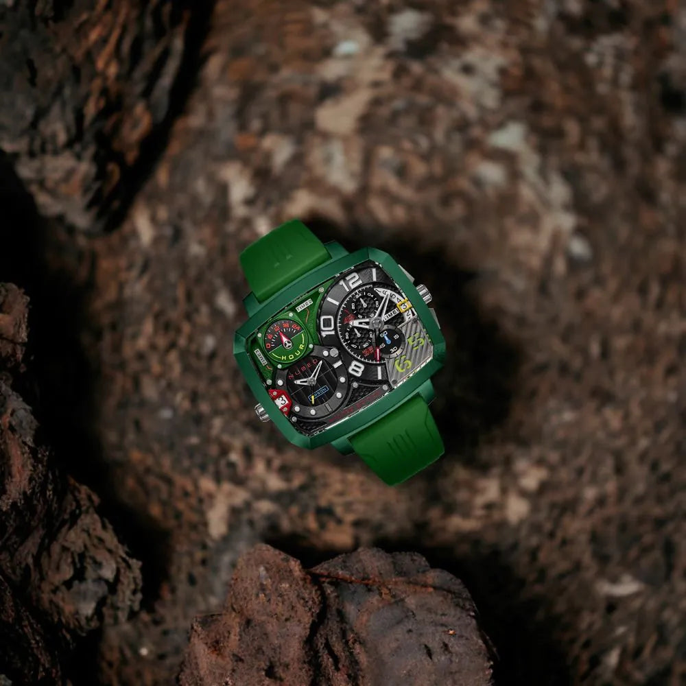 Nubeo NB-6084-03 Mens Watch Odyssey Triple Time-Zone Limited 58mm 5ATM