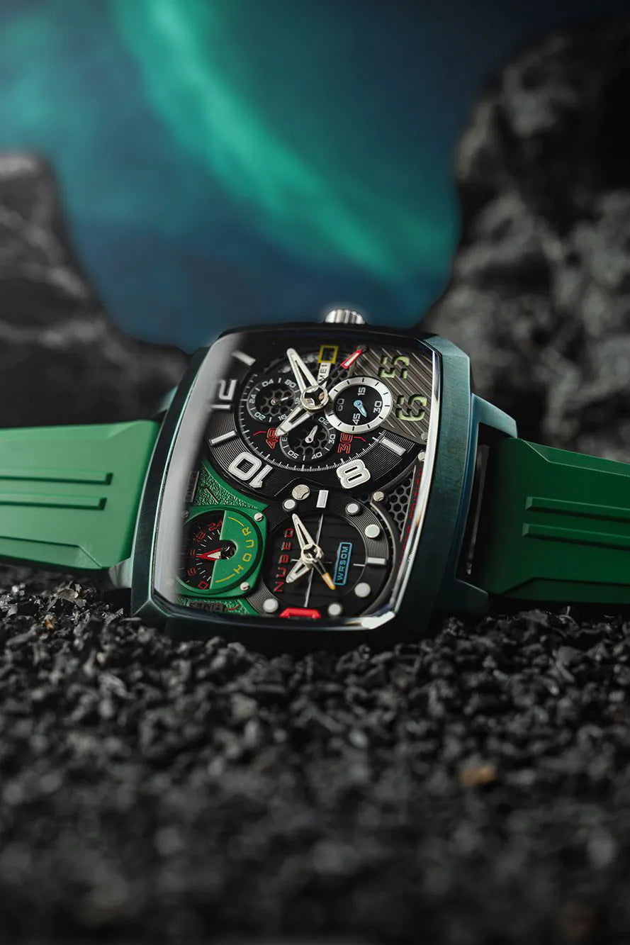 Nubeo NB-6084-03 Mens Watch Odyssey Triple Time-Zone Limited 58mm 5ATM