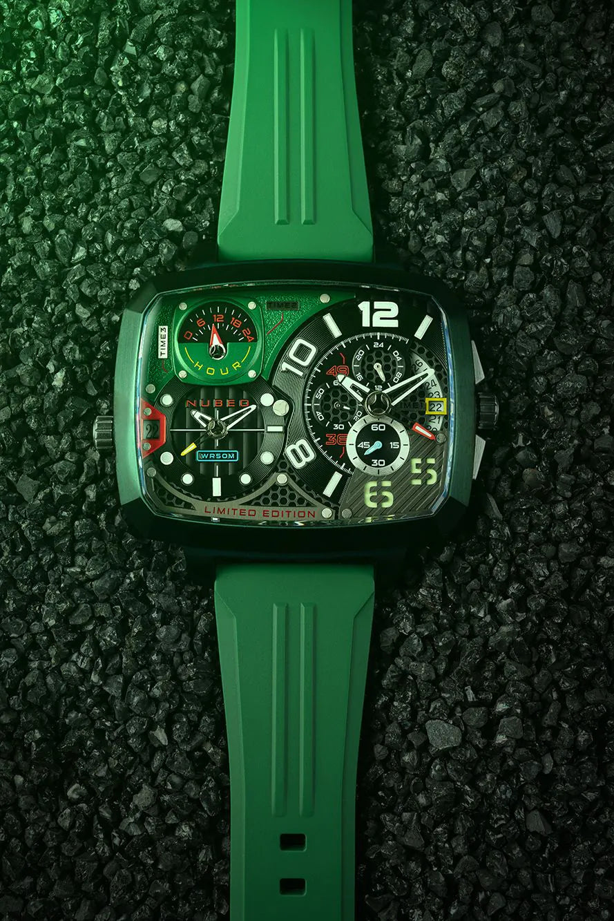 Nubeo NB-6084-03 Mens Watch Odyssey Triple Time-Zone Limited 58mm 5ATM