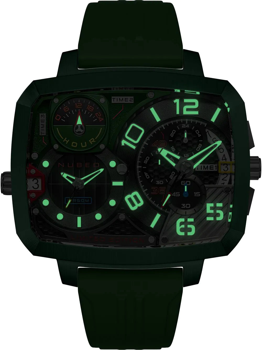 Nubeo NB-6084-03 Mens Watch Odyssey Triple Time-Zone Limited 58mm 5ATM